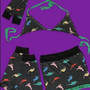 “JURASSIC DRIP” 6 Piece Dino Print & Charm Lost Lands Themed Ravewear Set